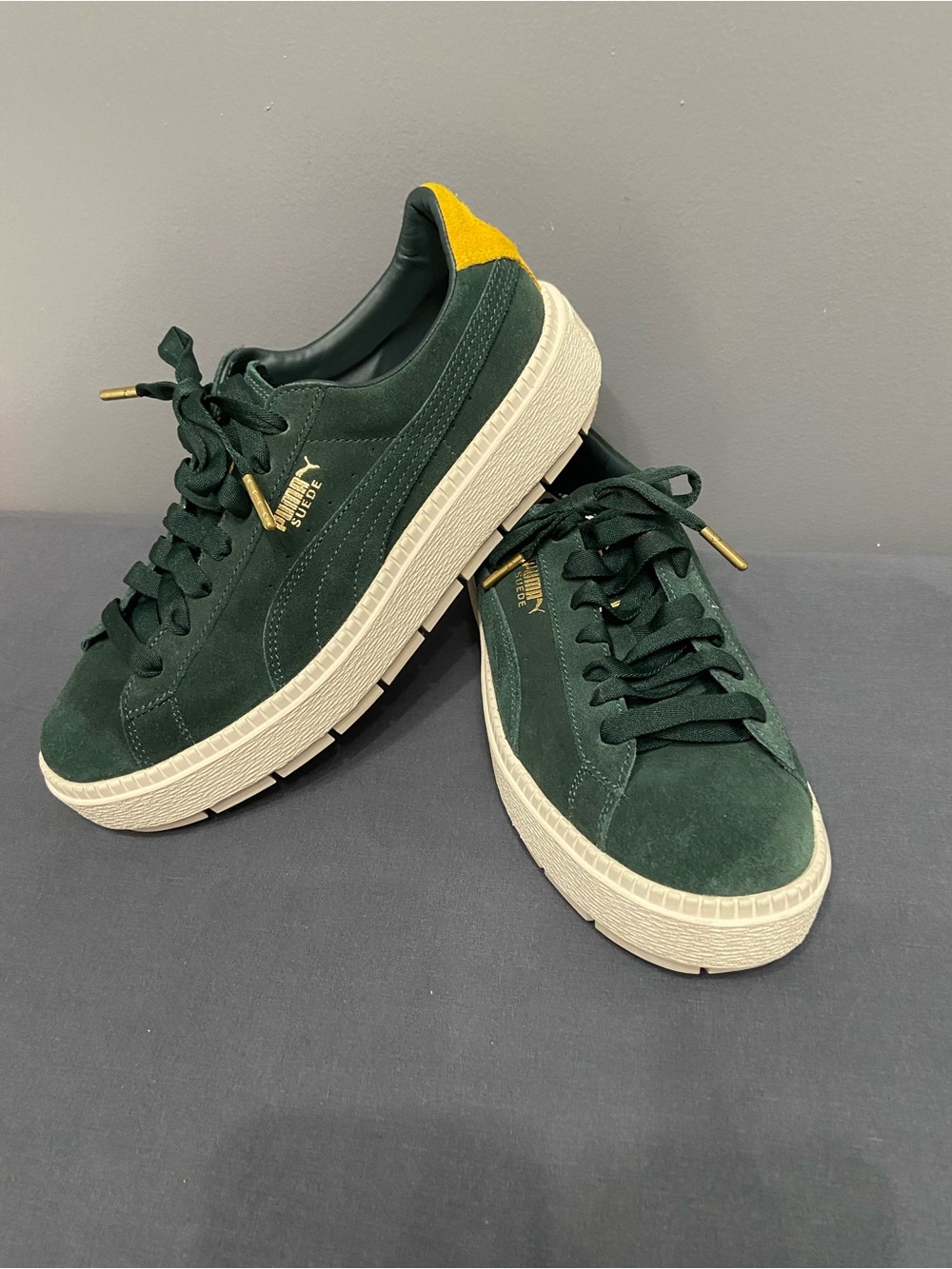 PUMA Platform Suede Trace Bold Womens Sneaker Shoes Scarab-Lemon Skater 10 - Picture 3 of 17